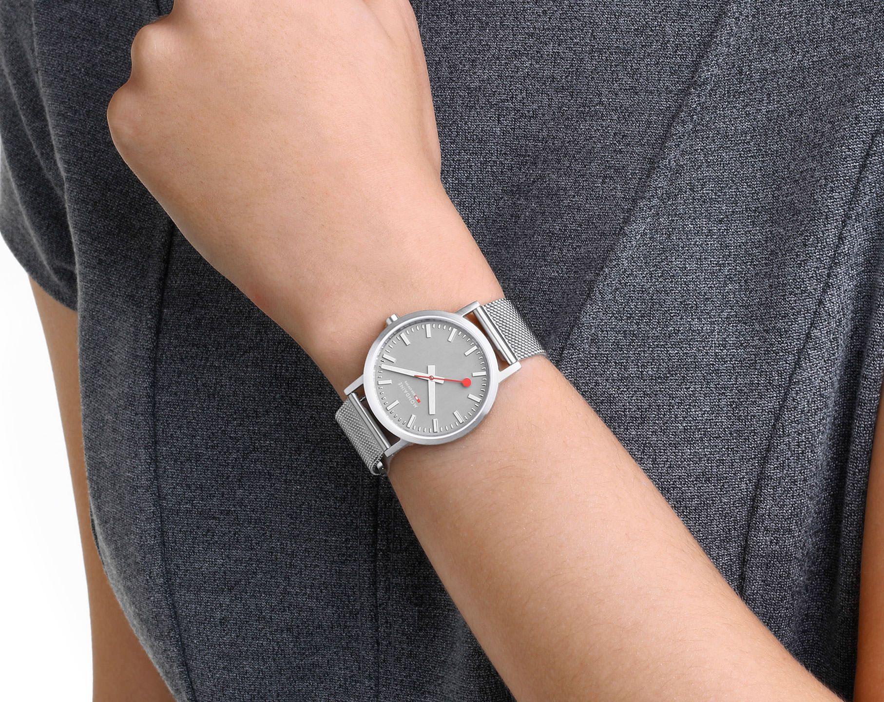 Mondaine  36 mm Watch in Grey Dial For Unisex - 4