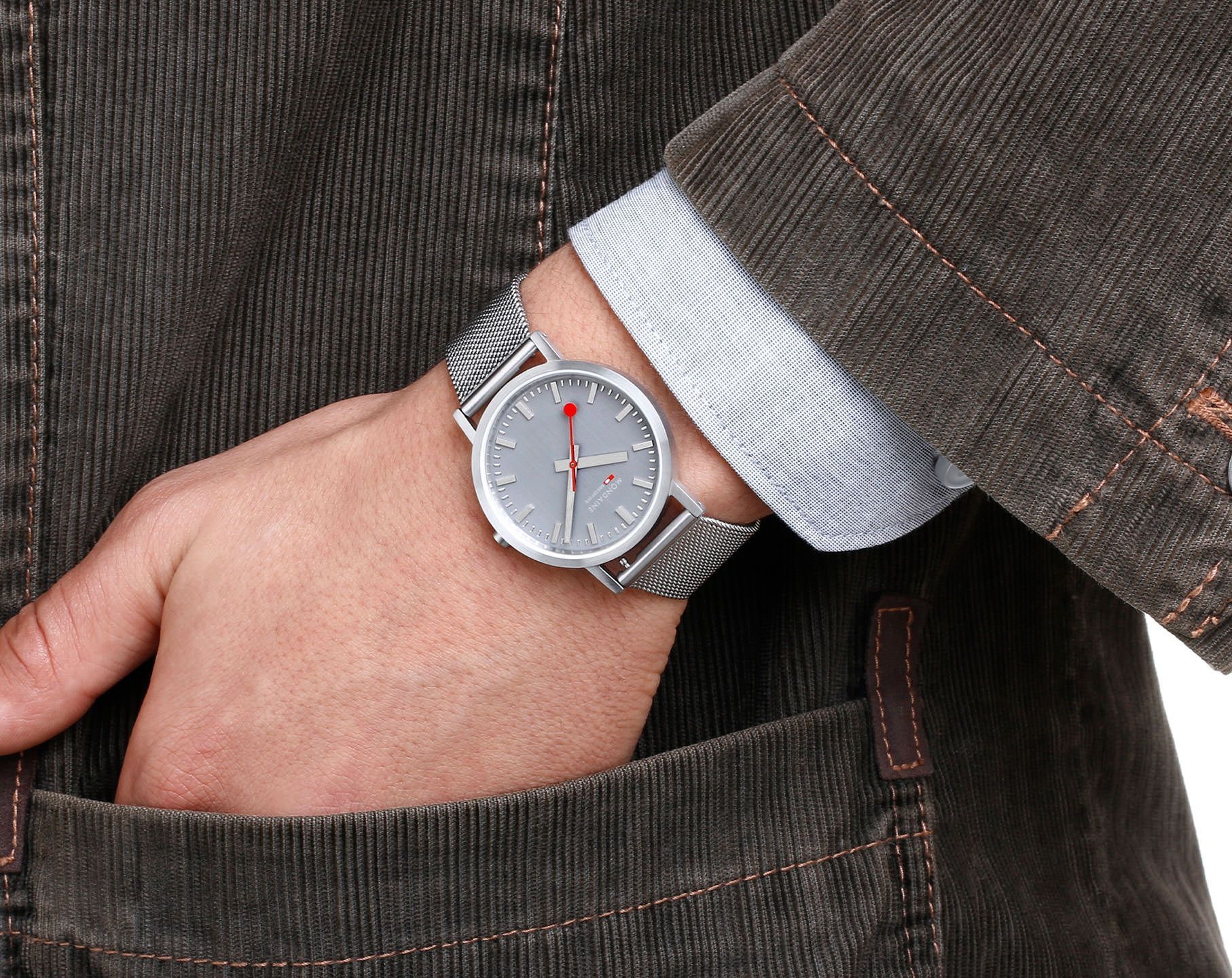Mondaine  36 mm Watch in Grey Dial For Unisex - 5