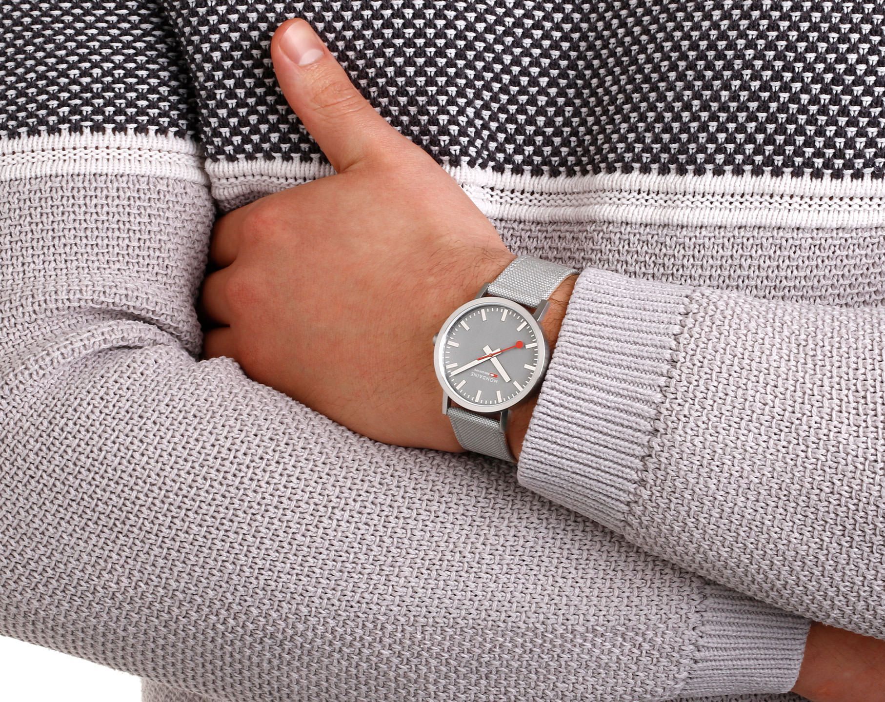 Mondaine  40 mm Watch in Grey Dial For Unisex - 4
