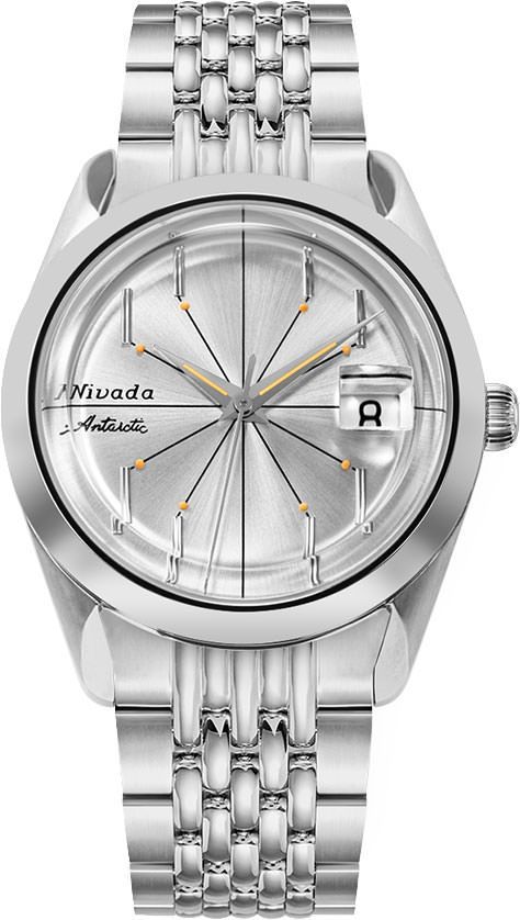 Nivada Grenchen Antarctic Antarctic Spider Silver Dial 38 mm Automatic Watch For Men - 1