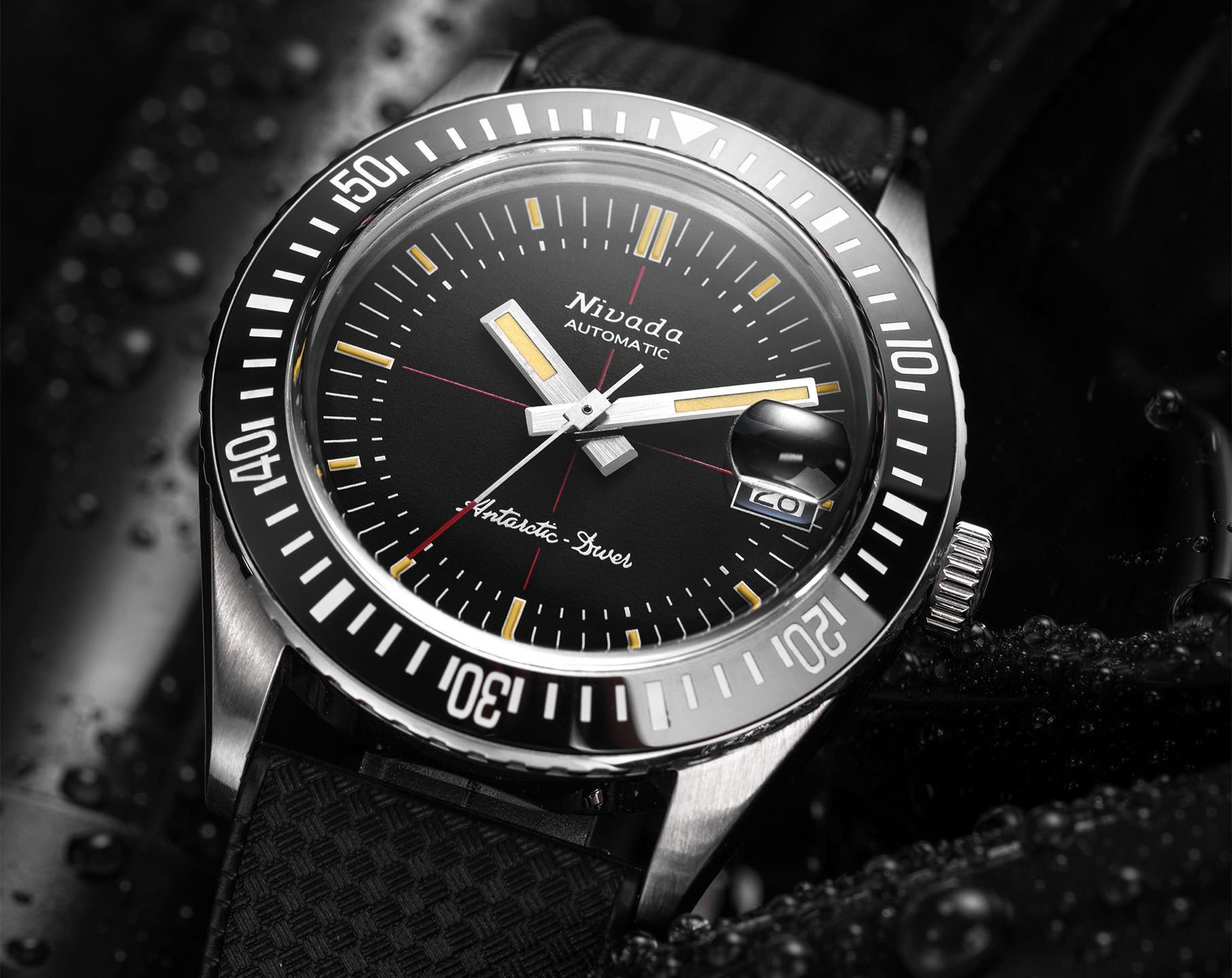 Nivada Grenchen Antarctic Diver 38 mm Watch in Black Dial