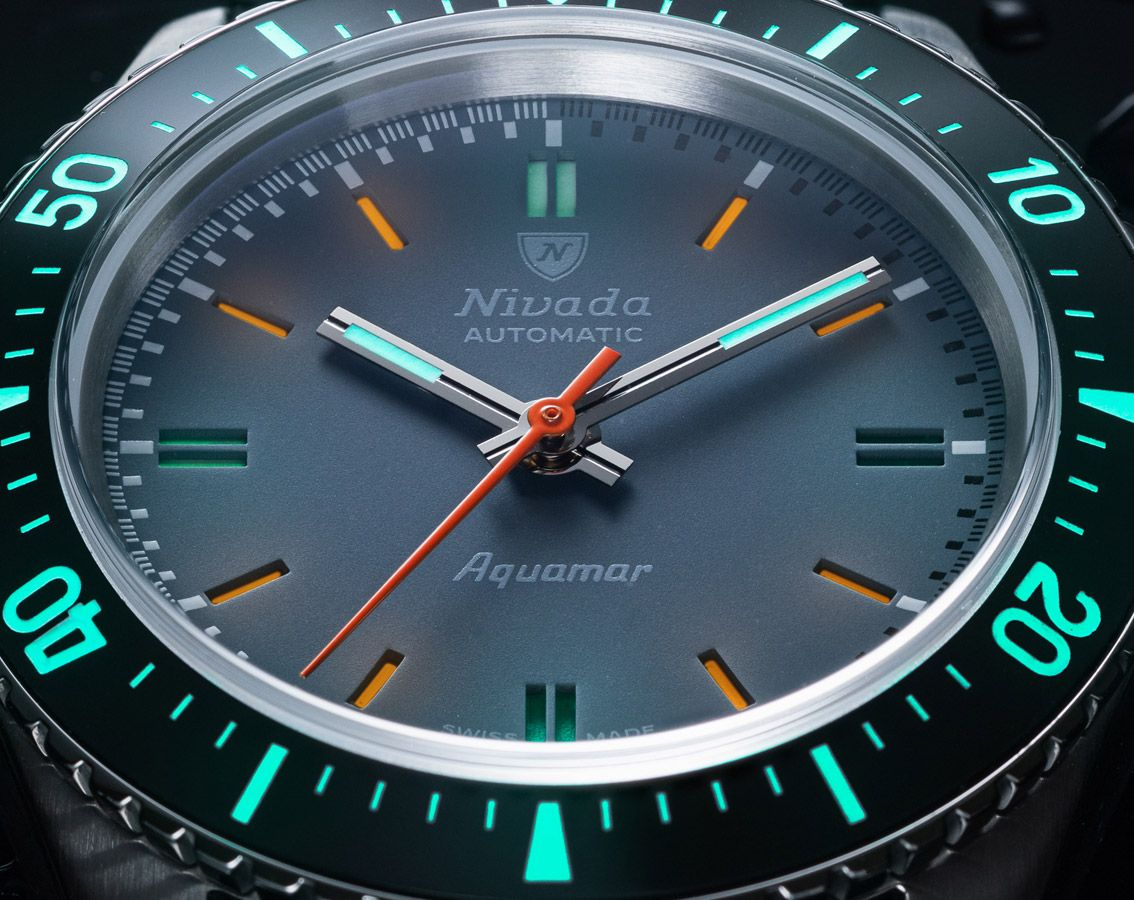 Cadran Montre NIVADA Automatique Diamètre 29,41 Mm - Pièce Détachée Vintage Bleue