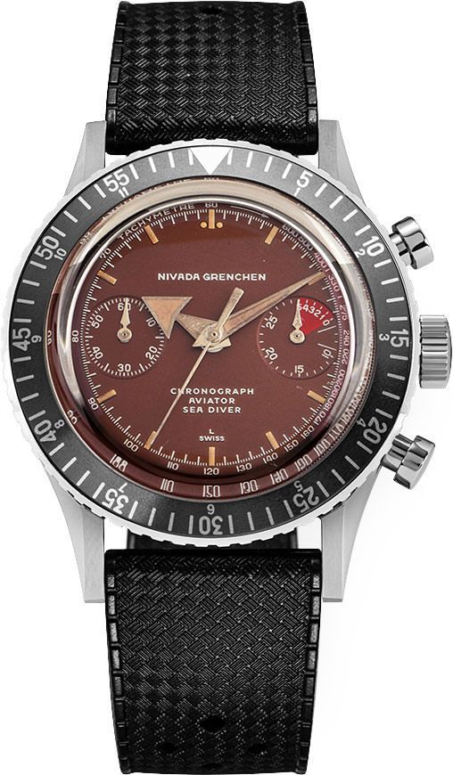 Nivada Grenchen Chronomaster  Brown Dial 38 mm Manual Winding Watch For Men - 1