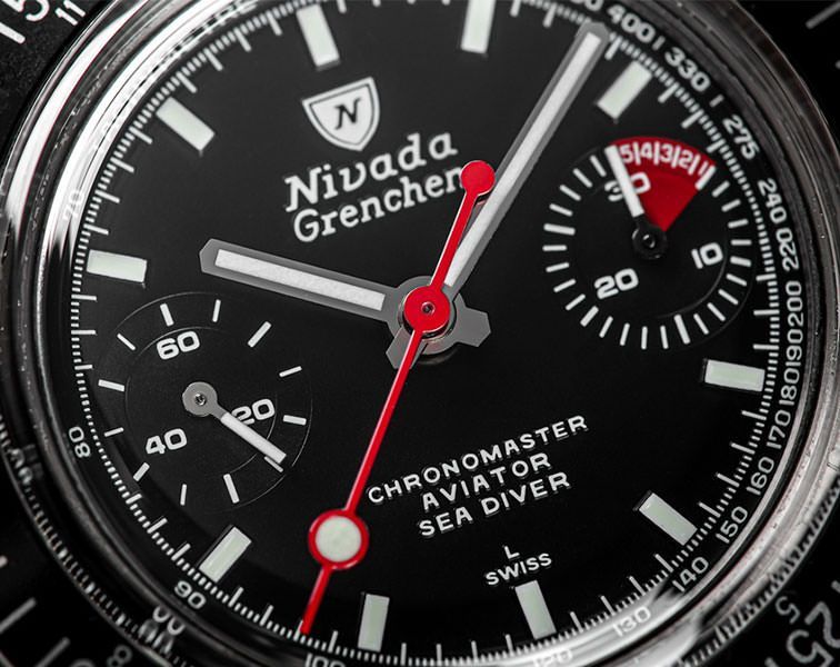 Nivada Grenchen Chronomaster  Black Dial 38 mm Manual Winding Watch For Men - 2
