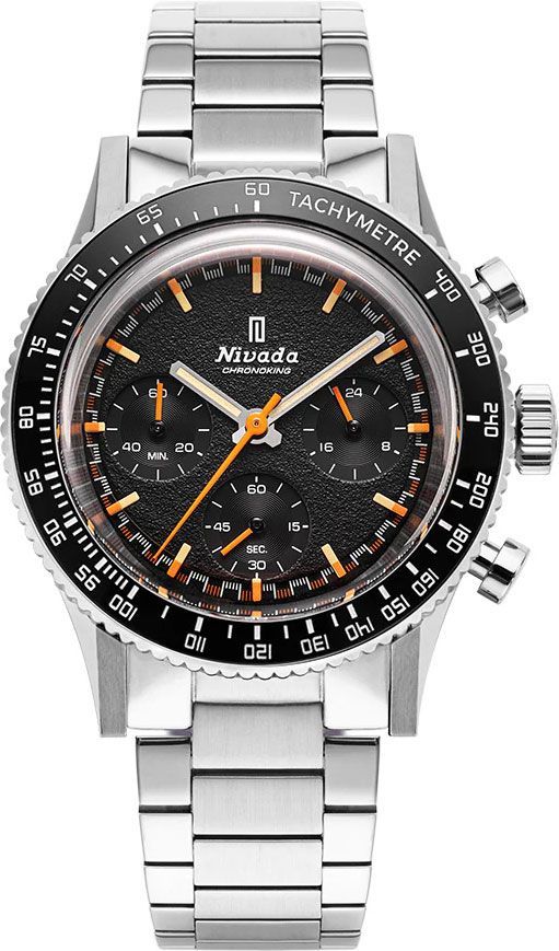 Nivada Grenchen Chronomaster Chronoking Black Dial 38 mm Quartz Watch For Men - 1