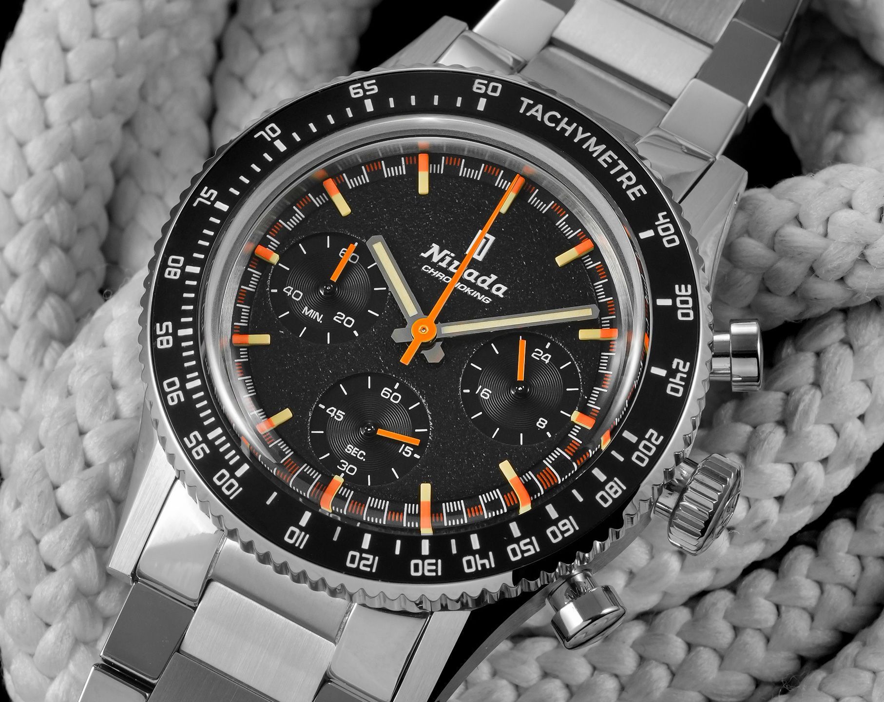 Nivada Grenchen Chronomaster Chronoking Black Dial 38 mm Quartz Watch For Men - 2
