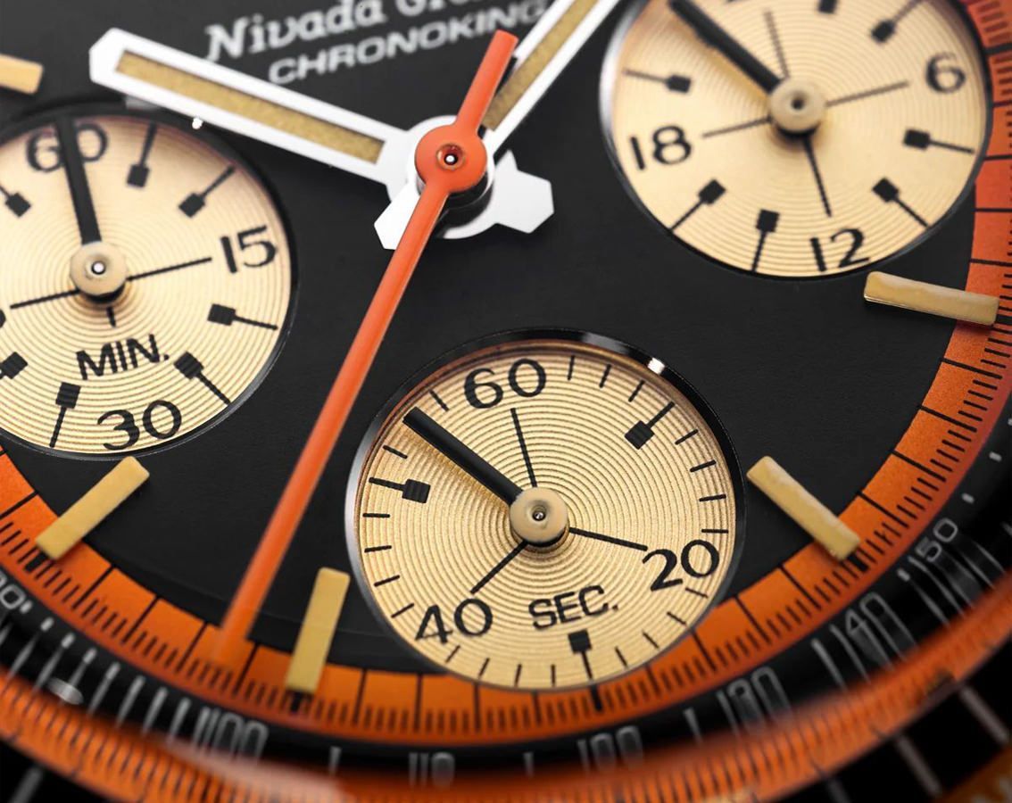 Nivada Grenchen Chronomaster Chronoking Black Dial 38 mm Quartz Watch For Men - 5