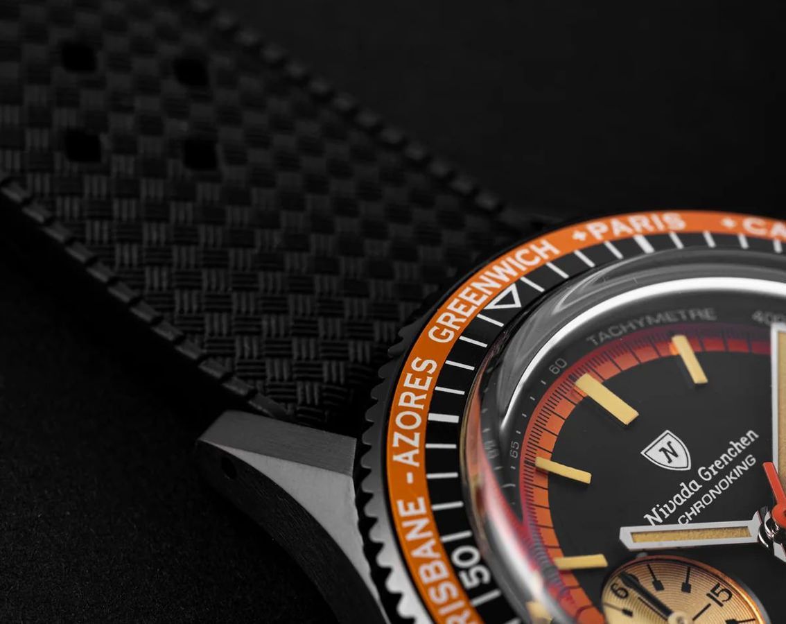 Nivada Grenchen Chronomaster Chronoking Black Dial 38 mm Quartz Watch For Men - 6