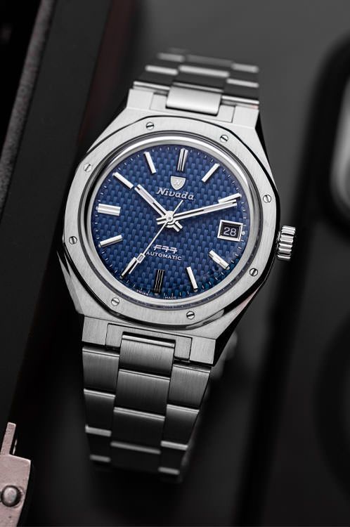 Nivada Grenchen F77 Black & Blue Blue Dial 37 mm Automatic Watch For Men - 11
