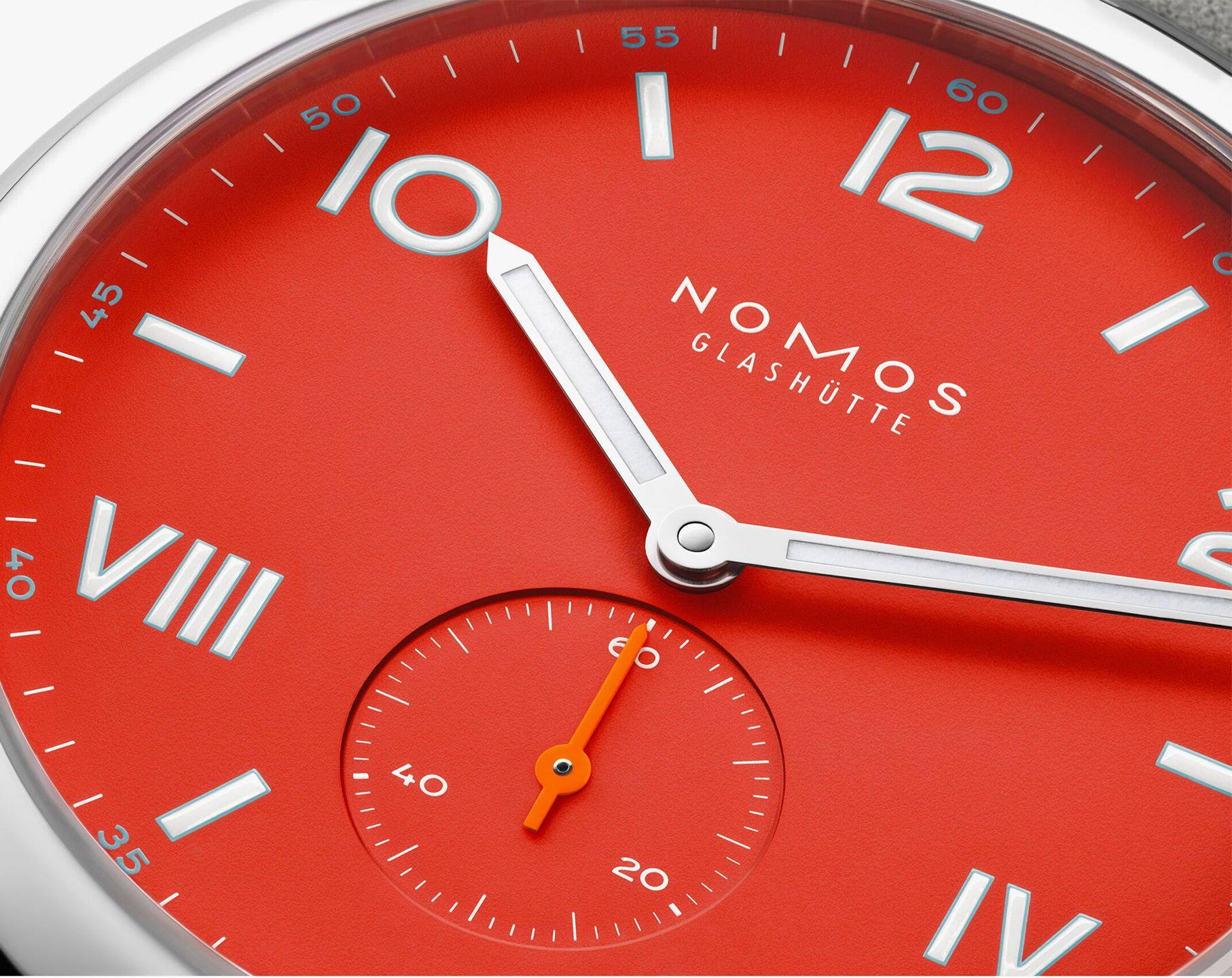 Nomos Glashutte Club  Red Dial 38.5 mm Manual Winding Watch For Unisex - 6