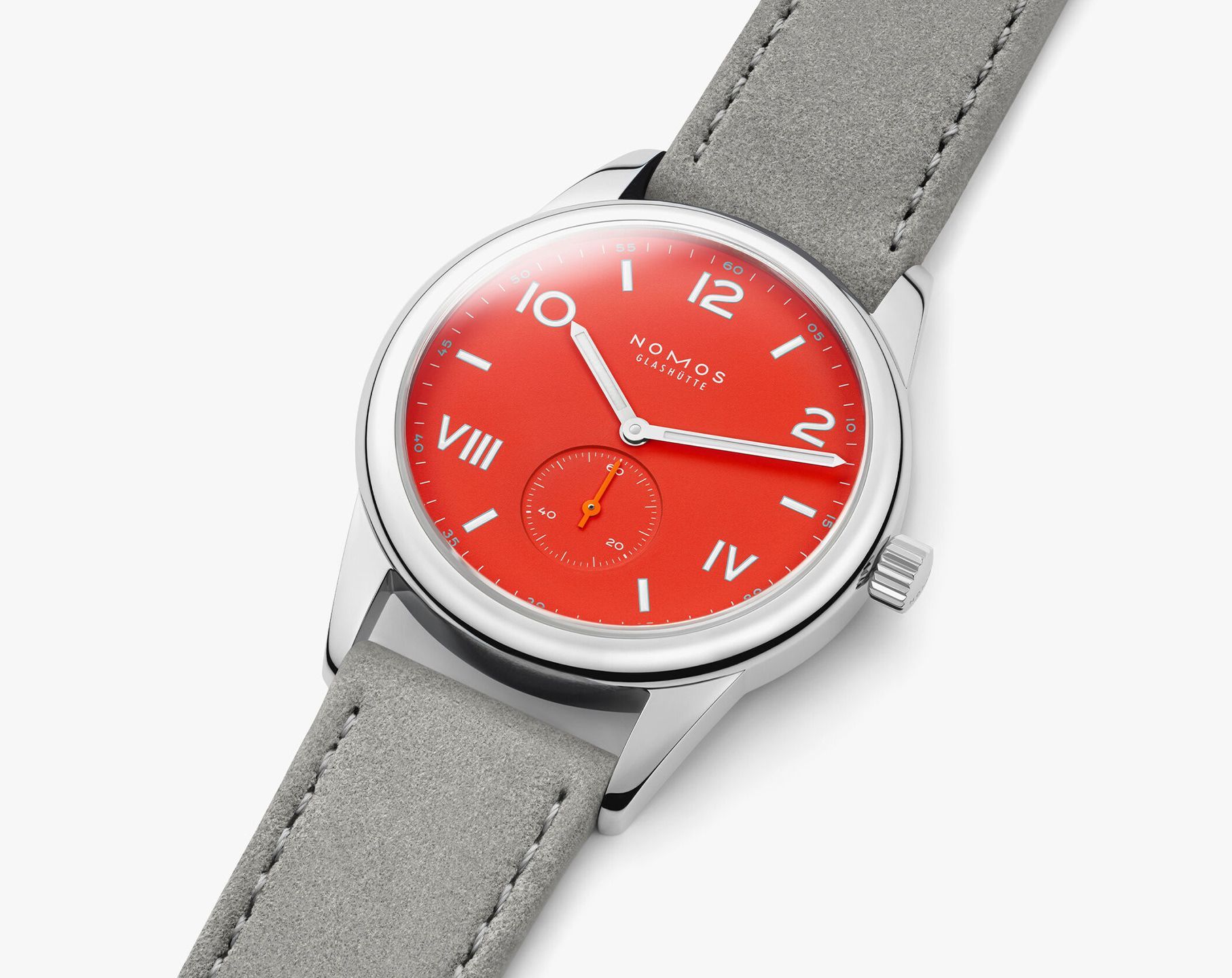 Nomos Glashutte Club  Red Dial 38.5 mm Manual Winding Watch For Unisex - 7