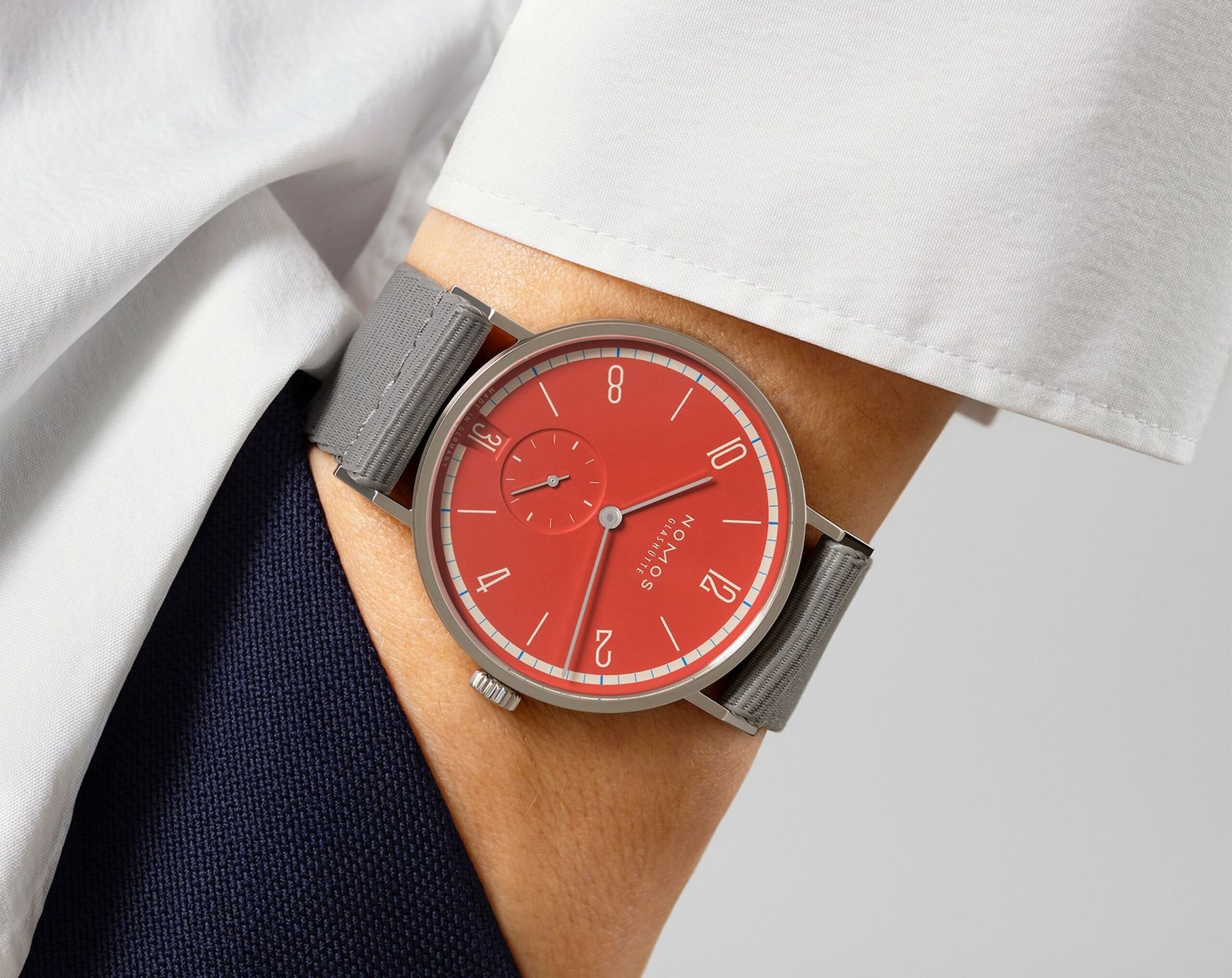 Nomos Glashutte Tangente  Red Dial 37.5 mm Manual Winding Watch For Women - 3