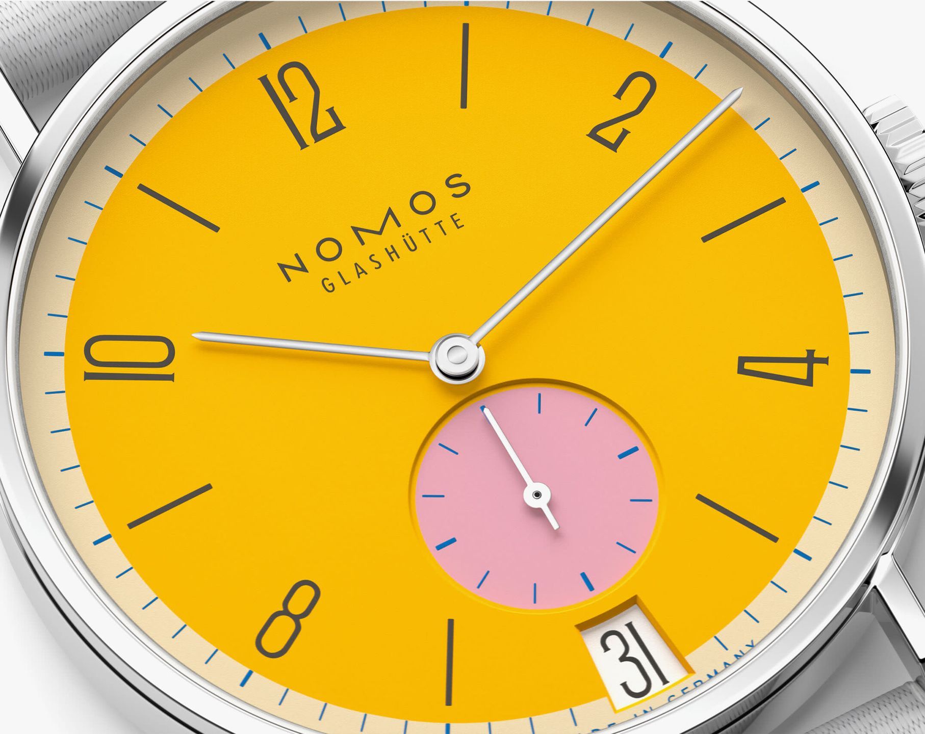 Nomos Glashutte Tangente  Yellow Dial 37.5 mm Manual Winding Watch For Women - 4