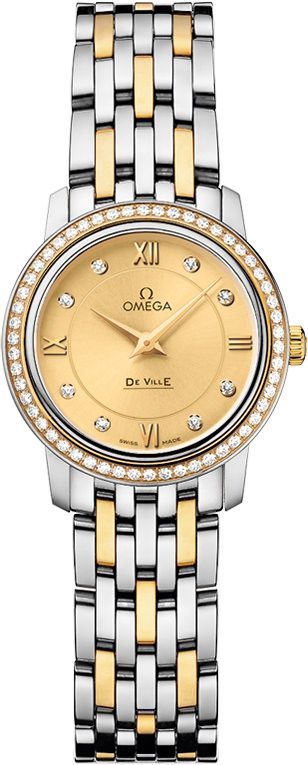 Omega De Ville Prestige Yellow Dial 24.4 mm Quartz Watch For Women - 1
