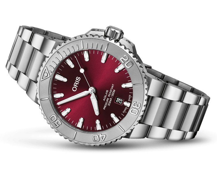 Oris Aquis Aquis Date Relief Red Dial 41.5 mm Automatic Watch For Men - 5