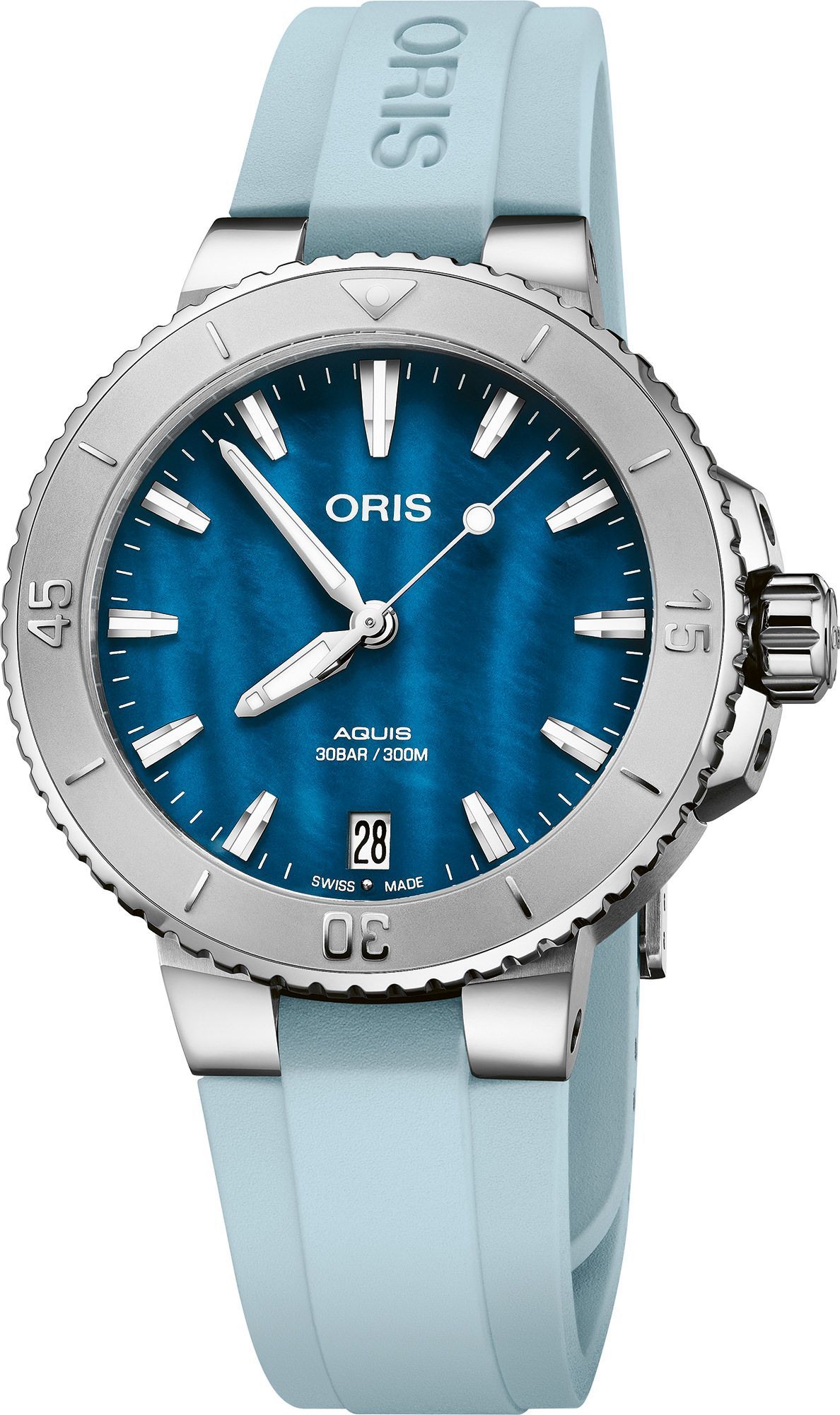 Oris Aquis Aquis Date Blue MOP Dial 36.5 mm Automatic Watch For Women - 1