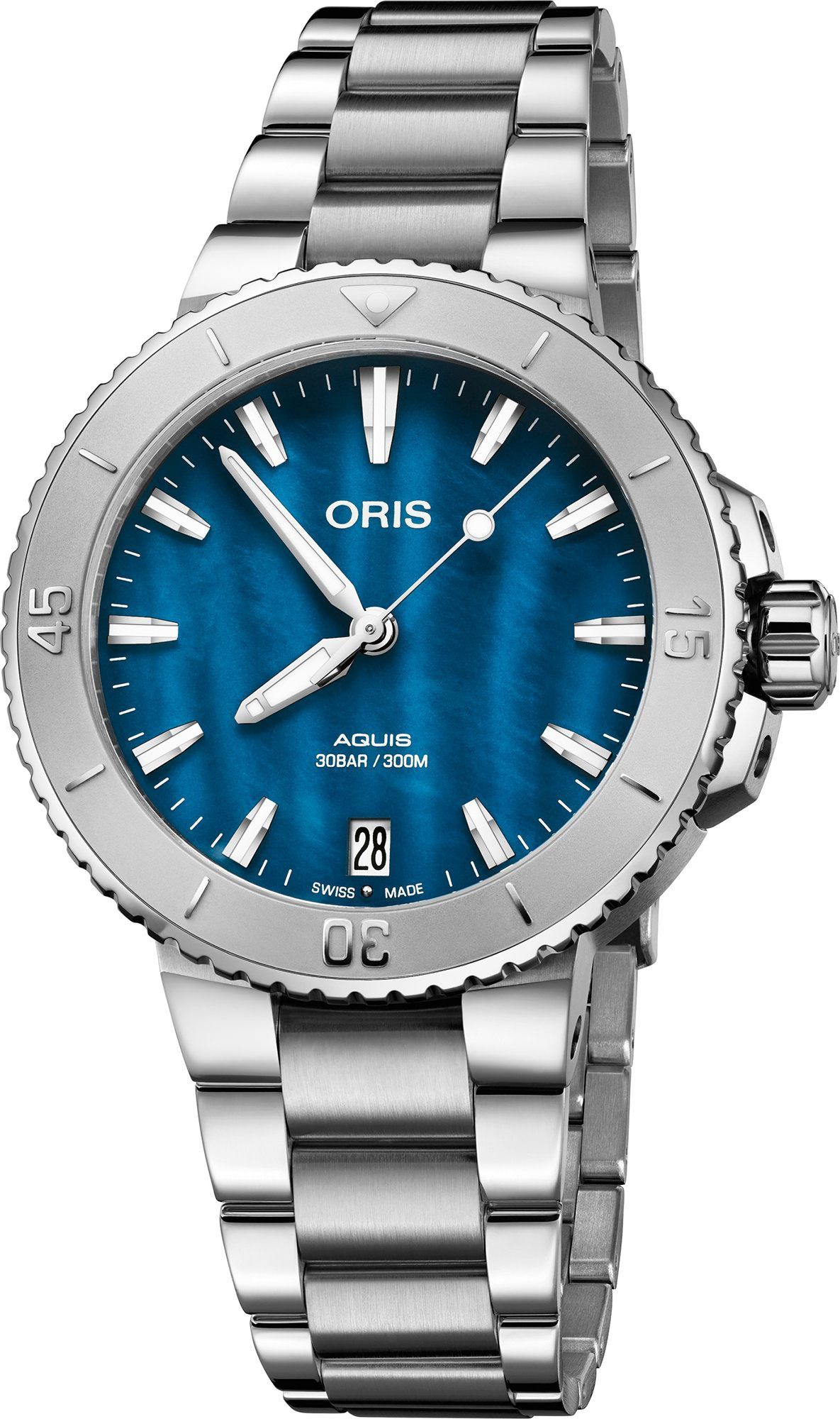 Oris Aquis Aquis Date Blue Dial 36.5 mm Automatic Watch For Women - 1