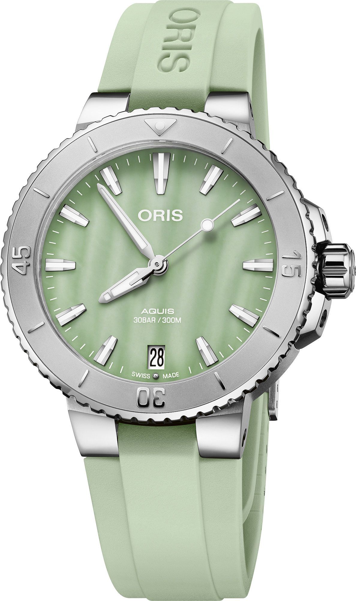 Oris Aquis Aquis Date Green MOP Dial 36.5 mm Automatic Watch For Women - 1