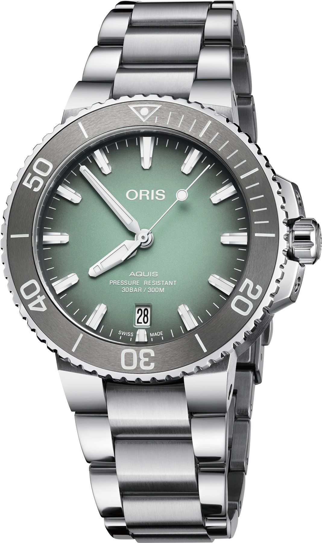 Oris Diving Aquis Date Green Dial 39.5 mm Automatic Watch For Women - 1