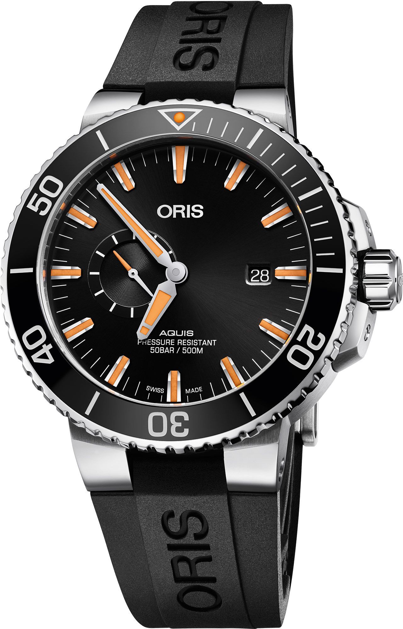 Oris Aquis Small Second, Date 45.5 mm Watch in Black Dial For Men - 1