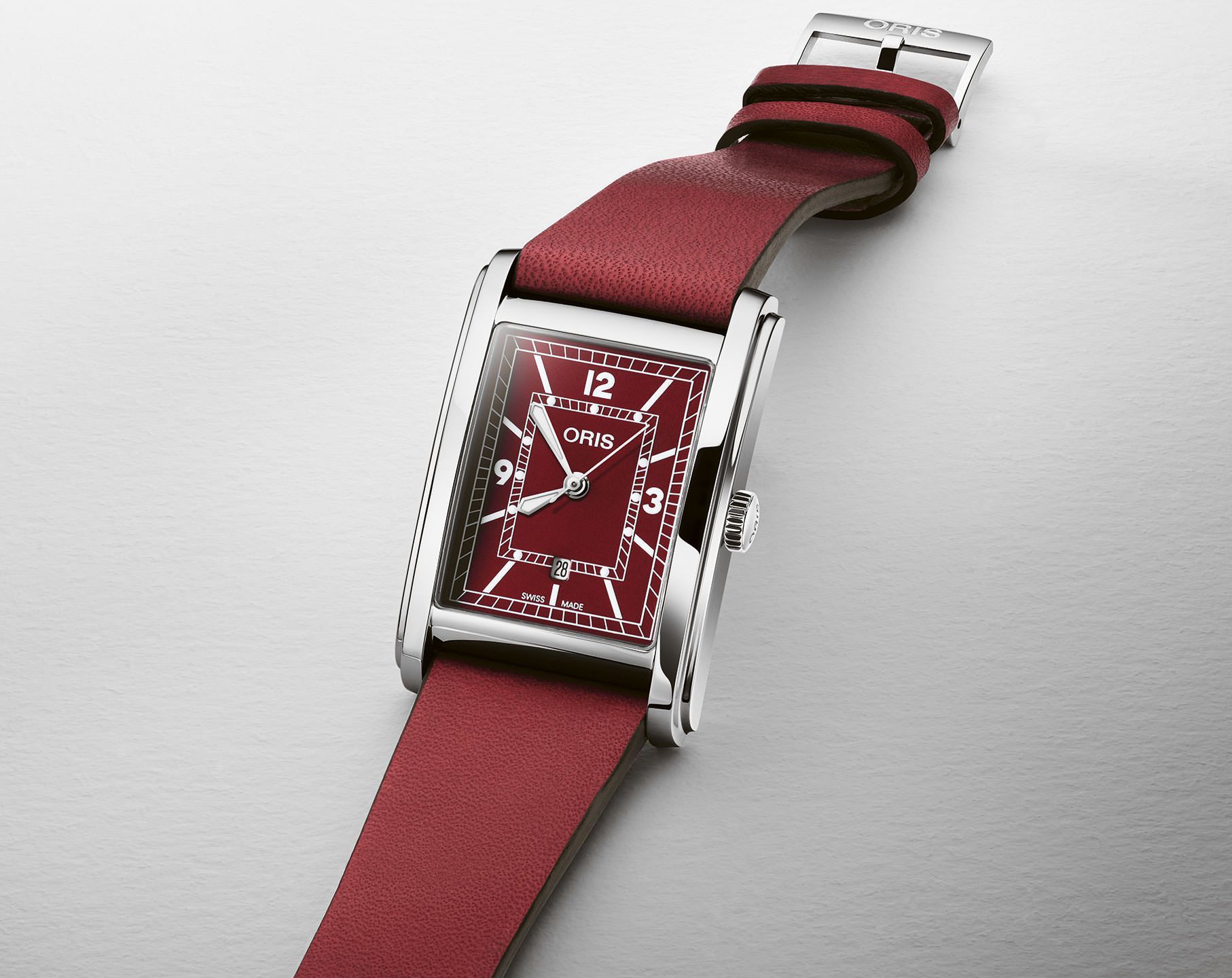 Oris Rectangular 25.5 mm Watch in Red Dial