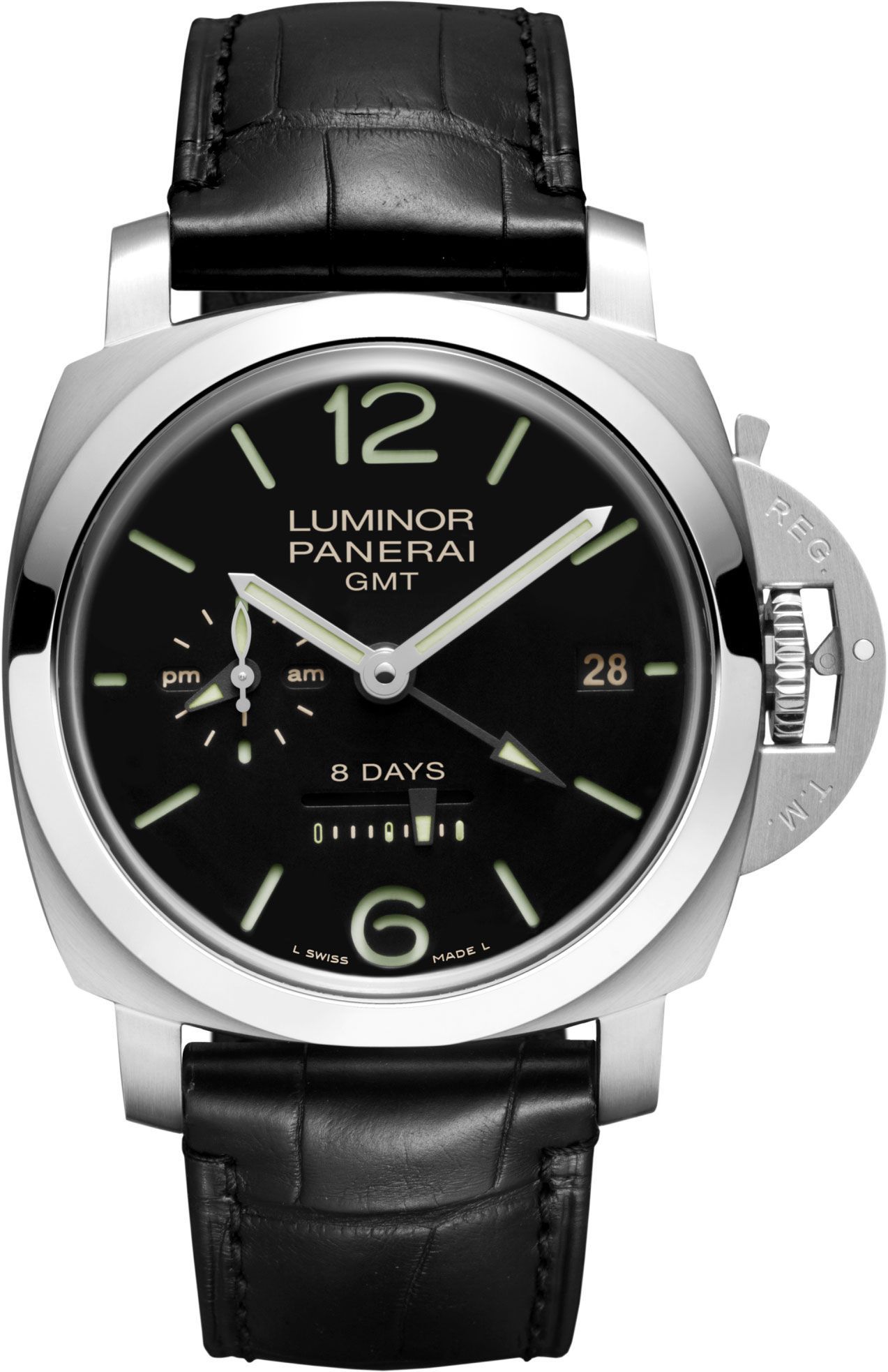 Panerai Luminor 8 Days GMT Black Dial 44 mm Manual Winding Watch For Men - 1