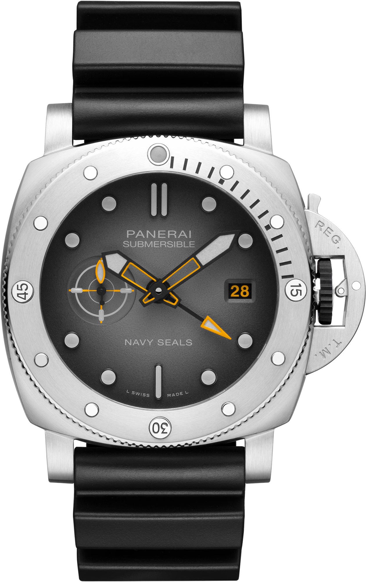 Panerai Submersible Automatic Men Watches in Cushion case Grey Dial