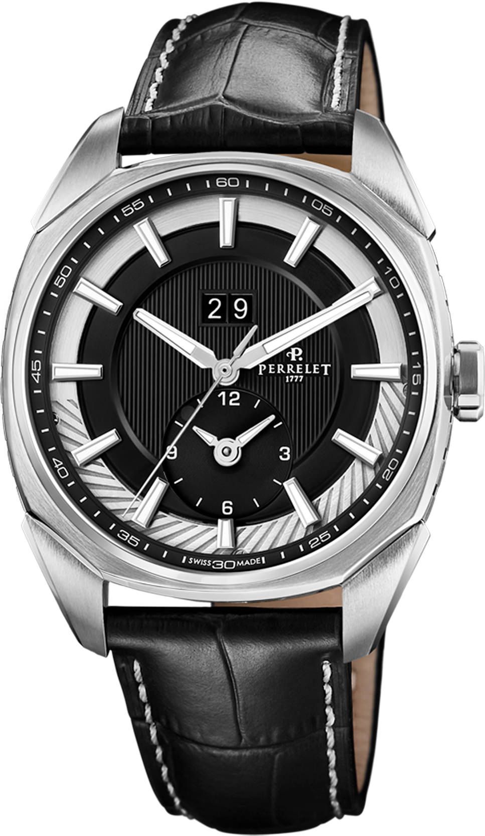 Perrelet Lab Peripheral Dual Time Big Date Black Dial 42 mm Automatic Watch For Men - 1