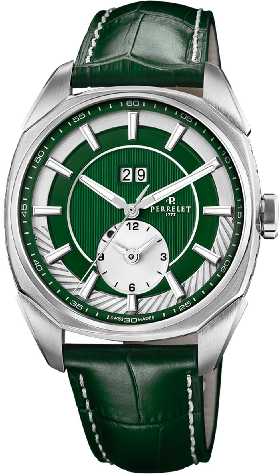 Perrelet Lab Peripheral Dual Time Big Date Green Dial 42 mm Automatic Watch For Men - 1