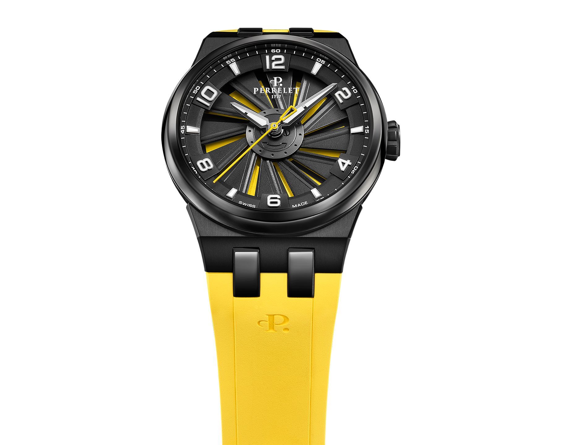 Perrelet Titanium 41 41 mm Watch in Black Yellow Dial