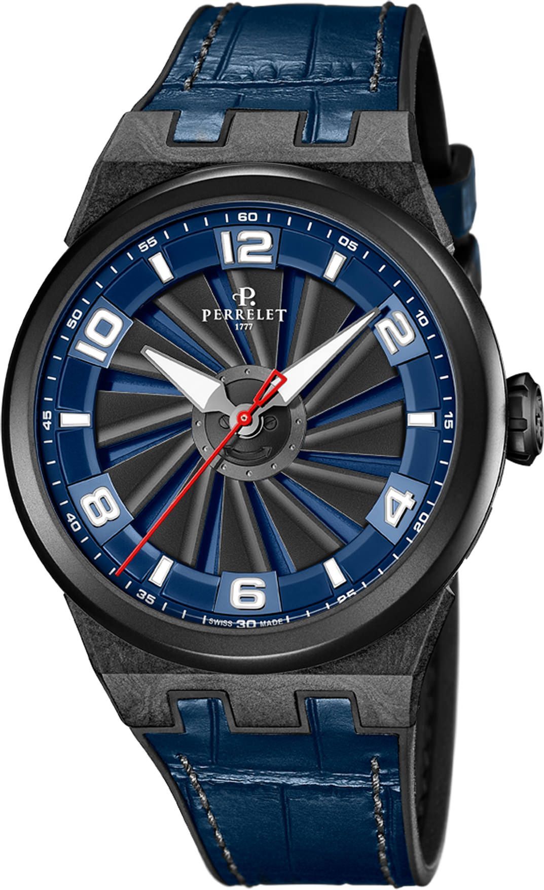 Perrelet Turbine Carbon Black & Blue Dial 44 mm Automatic Watch For Men - 1