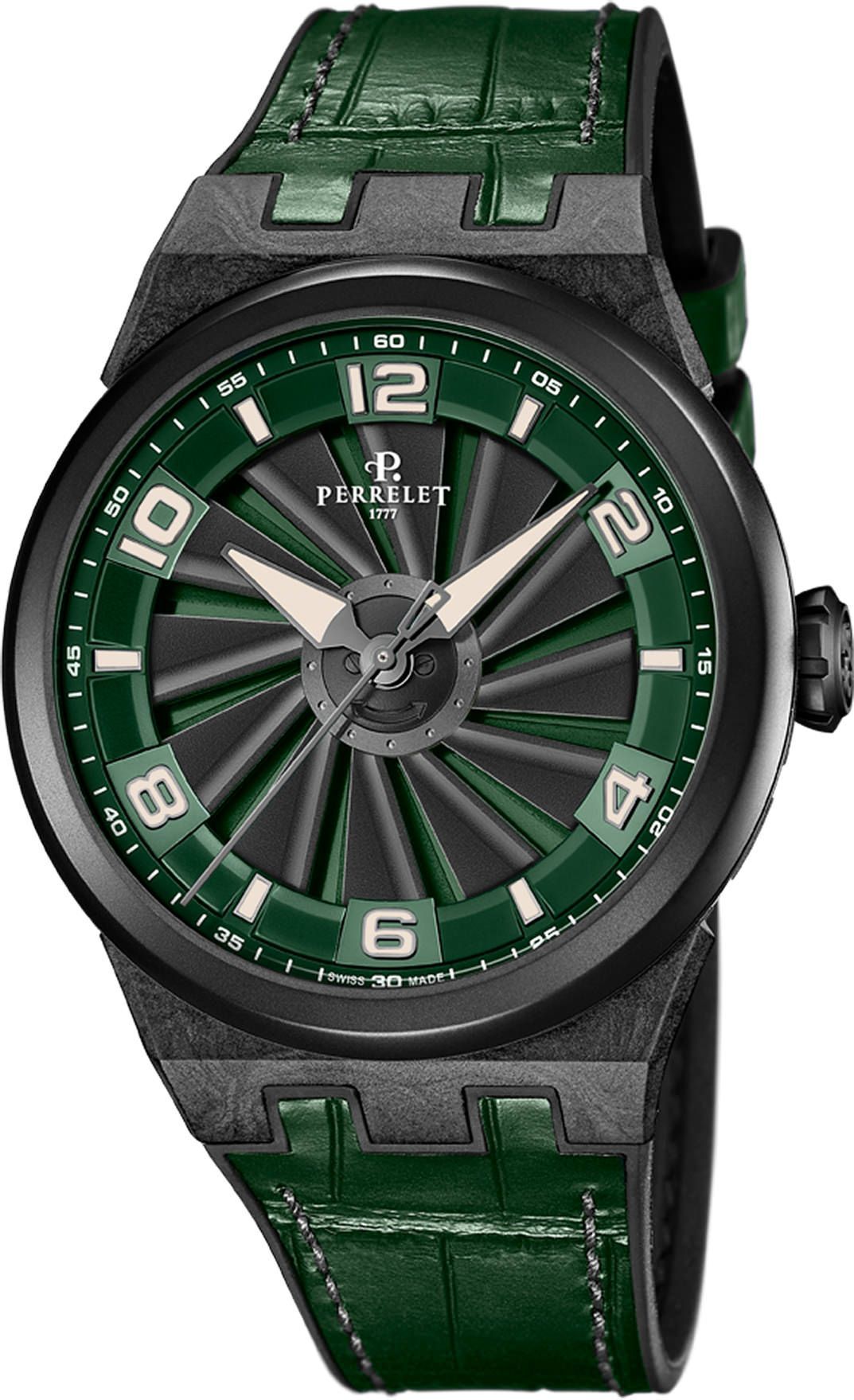 Perrelet Carbon 44 mm Watch in Black Green Dial