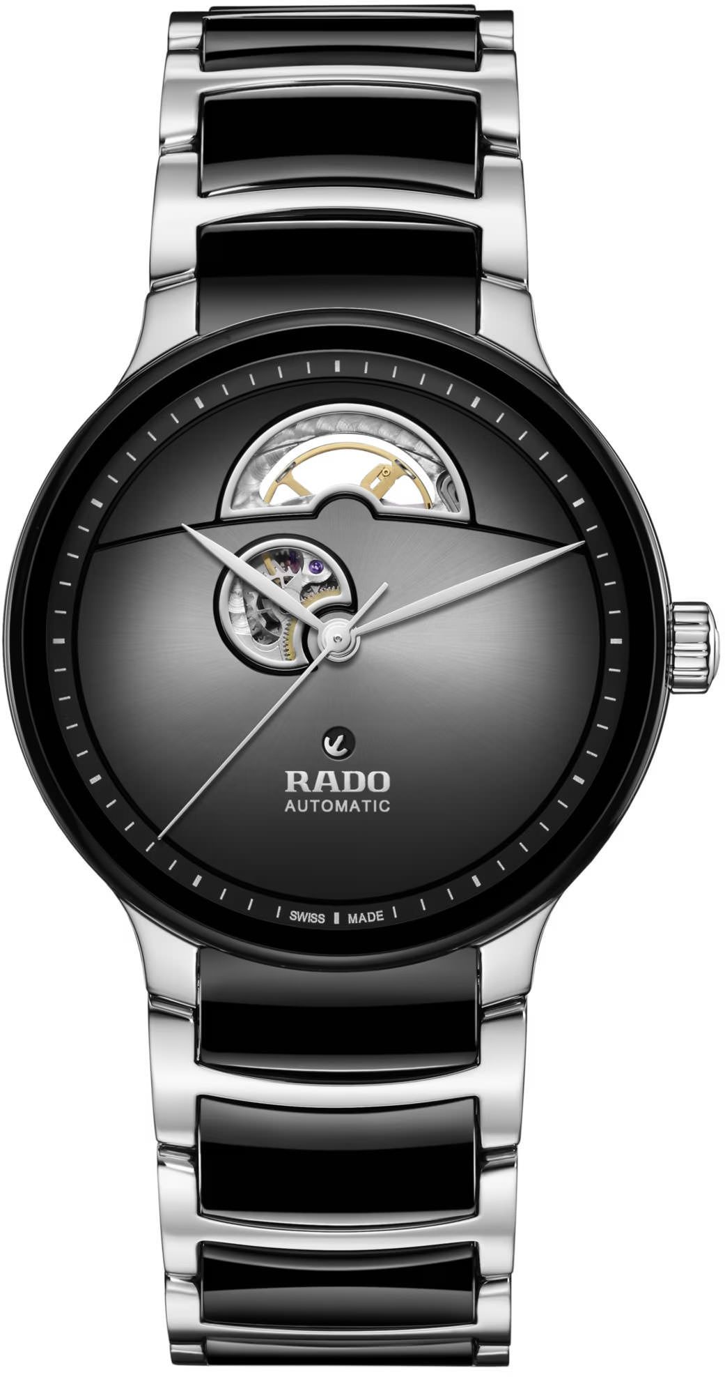 Rado Centrix  Silver & Black Dial 39.5 mm Automatic Watch For Unisex - 1