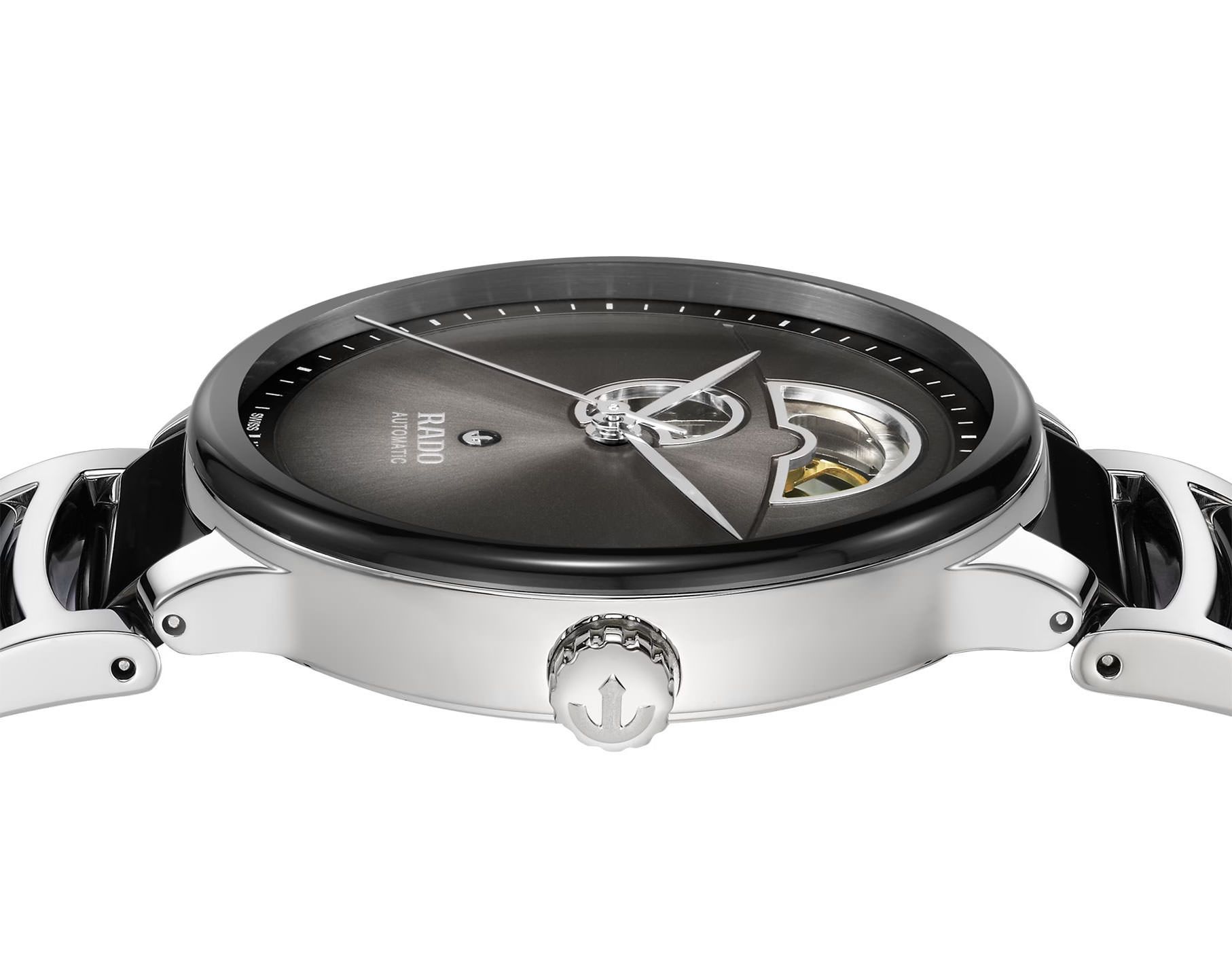 Rado Centrix  Silver & Black Dial 39.5 mm Automatic Watch For Unisex - 4