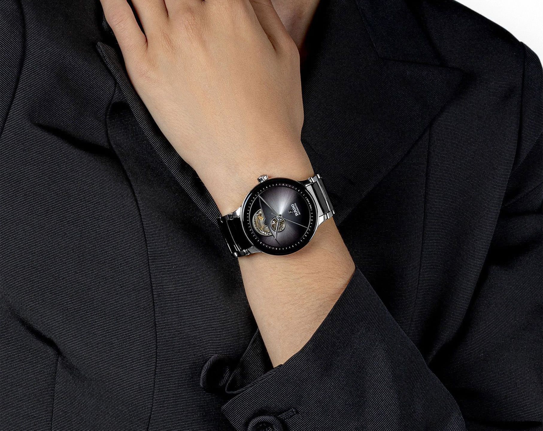 Rado Centrix  Silver & Black Dial 39.5 mm Automatic Watch For Unisex - 5