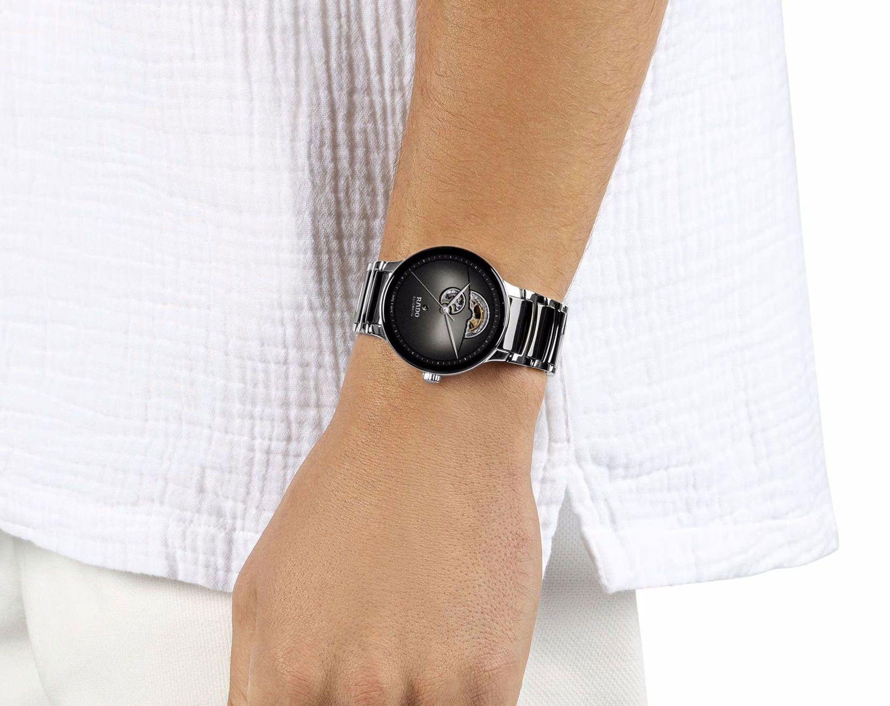 Rado Centrix  Silver & Black Dial 39.5 mm Automatic Watch For Unisex - 6