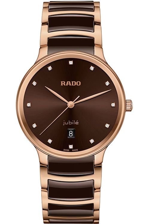 Rado Centrix Quartz Unisex Watches in Round case Brown Dial