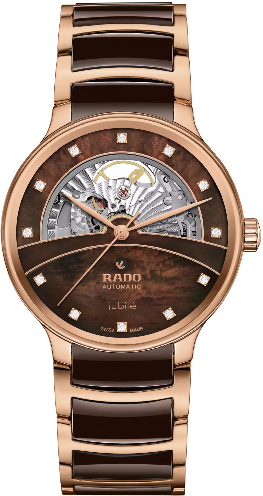 Rado Centrix  Brown MOP & Rose Gold Dial 39.5 mm Automatic Watch For Unisex - 1