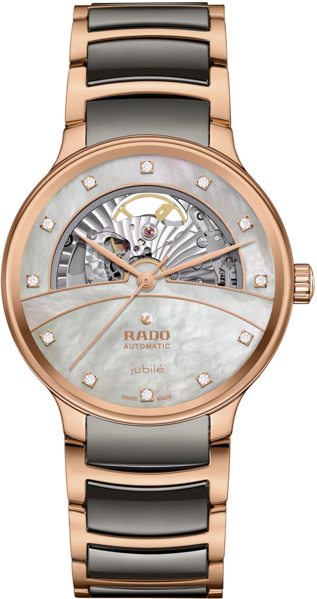 Rado Centrix  Silver MOP & Rose Gold Dial 39.5 mm Automatic Watch For Unisex - 1