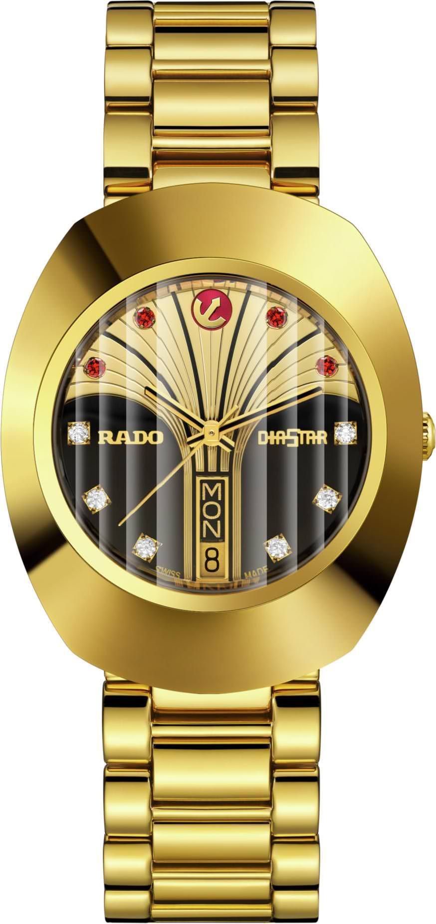 Rado DiaStar Original  Yellow Gold & Black Dial 35 mm Automatic Watch For Men - 1