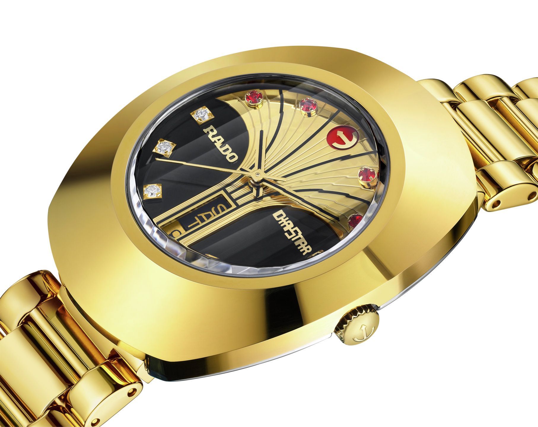 Rado DiaStar Original  Yellow Gold & Black Dial 35 mm Automatic Watch For Men - 2