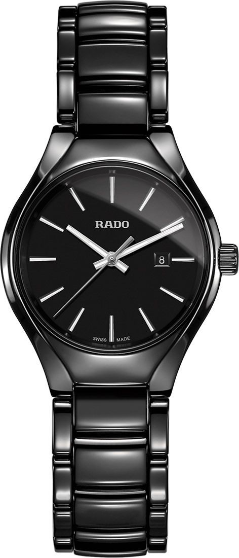 Rado True Round  Black Dial 30 mm Quartz Watch For Women - 1