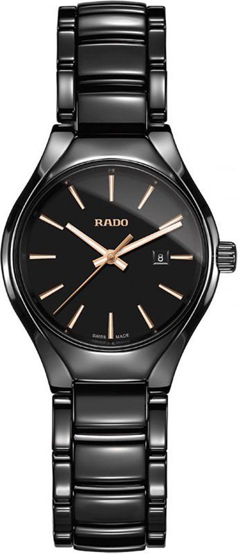 Rado True Round  Black Dial 30 mm Quartz Watch For Women - 1