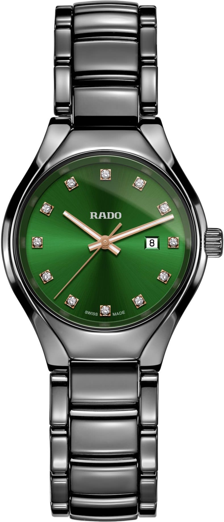 Rado True Round  Green Dial 30 mm Quartz Watch For Women - 1