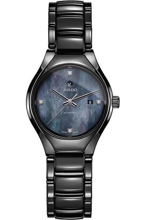 RADO True lady Automatic Diamonds in black ceramic mother of pearl with  diamonds AUT Ref. R27242872. NEW! * Lister Agent