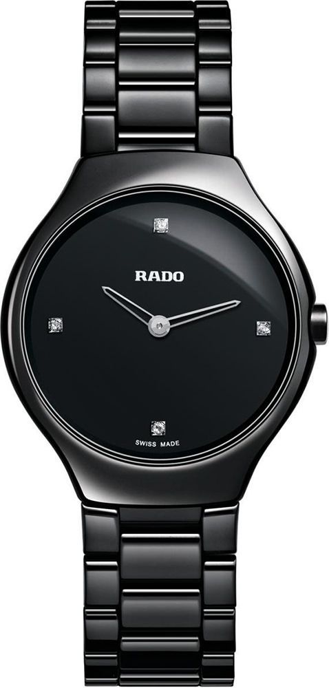 Rado True Thinline  Black Dial 30 mm Quartz Watch For Women - 1