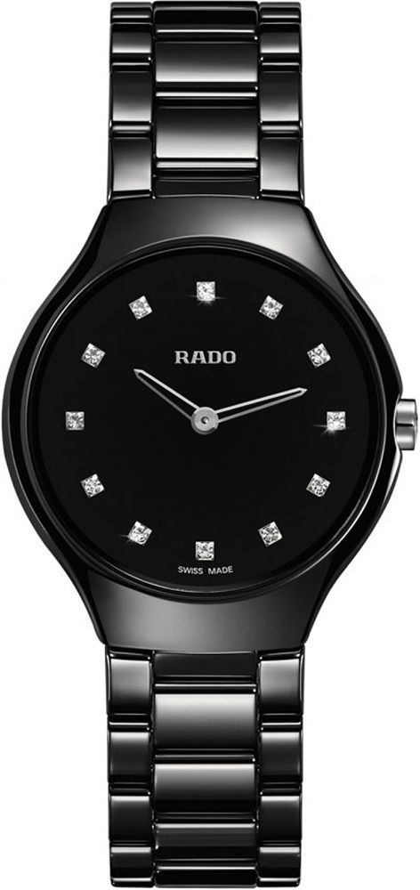 Rado True Thinline  Black Dial 30 mm Quartz Watch For Women - 1