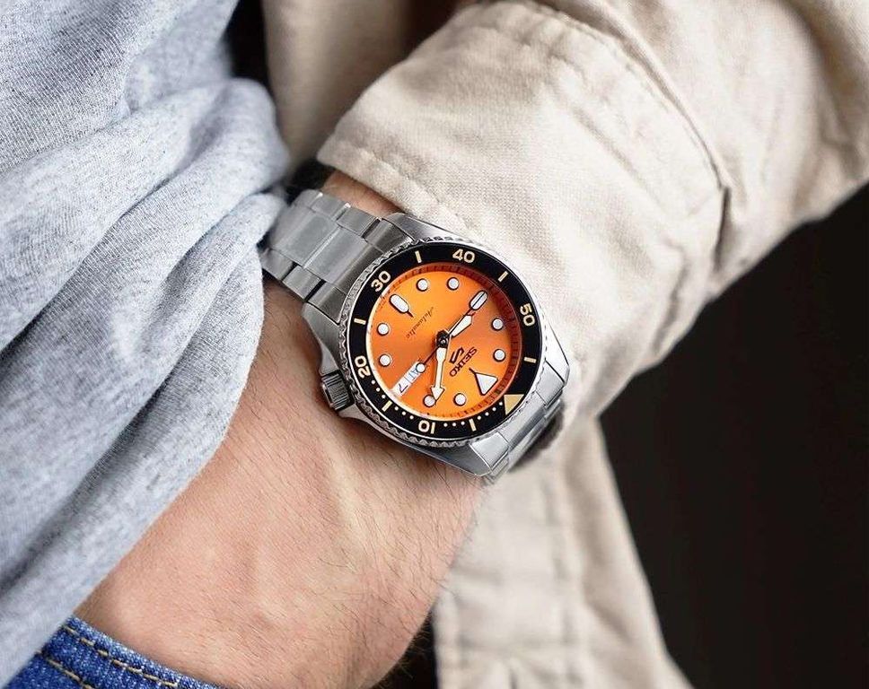 Seiko 5 Sports SKX Orange Dial 38 mm Automatic Watch For Men - 7