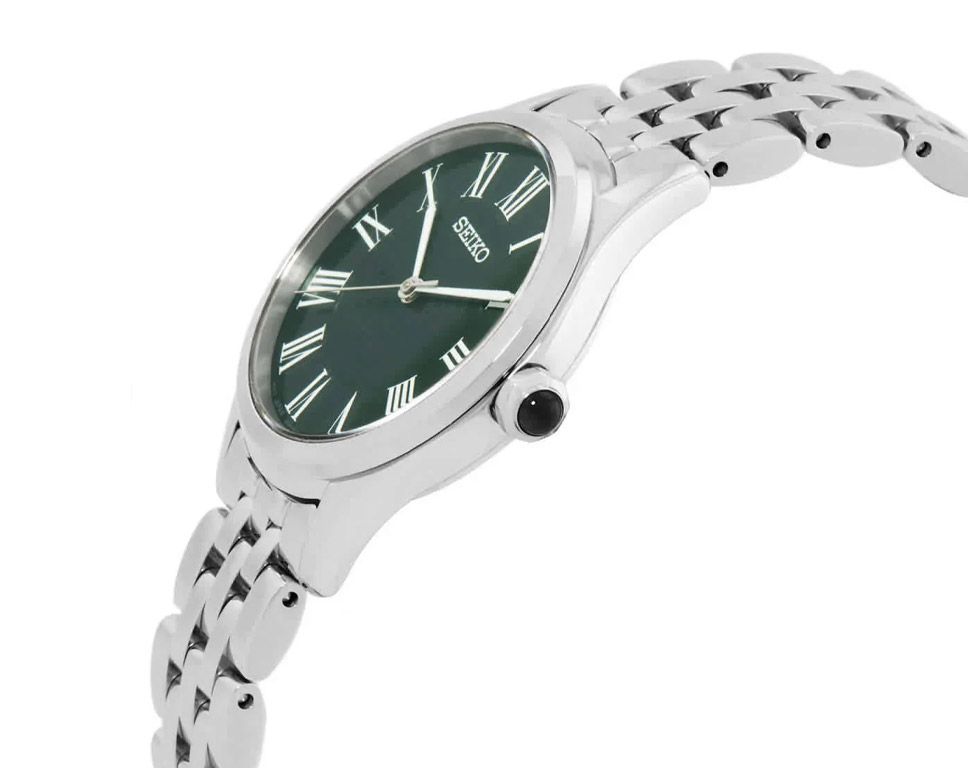 Seiko Classic Quartz Women Watches in Round case Green Dial