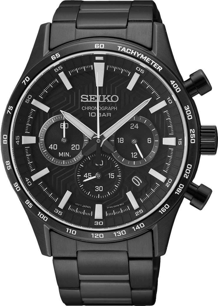 Seiko Dress  Black Dial 43 mm Solar Powered Watch For Men - 1